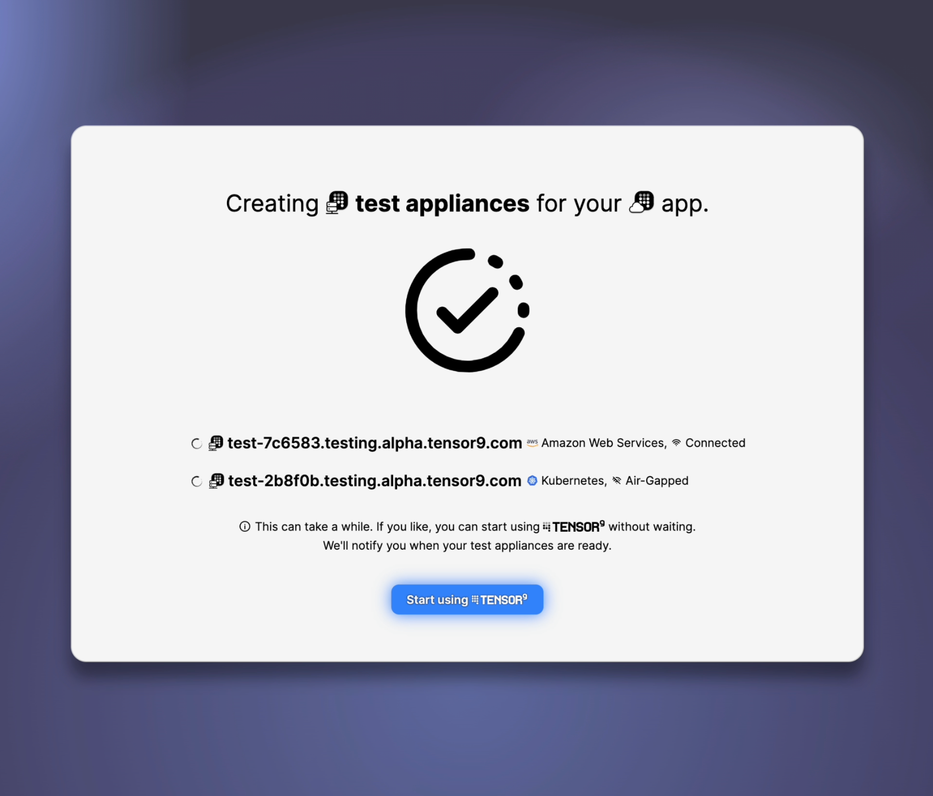 Test appliance creation